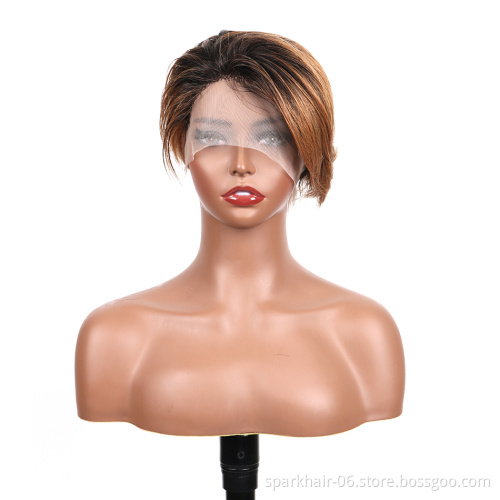 SPARK Factory Wholesale Short Human Hair Wigs Short Pixie Cut Lace Wig Cheap Pixie Curls Short Wigs For Black Women